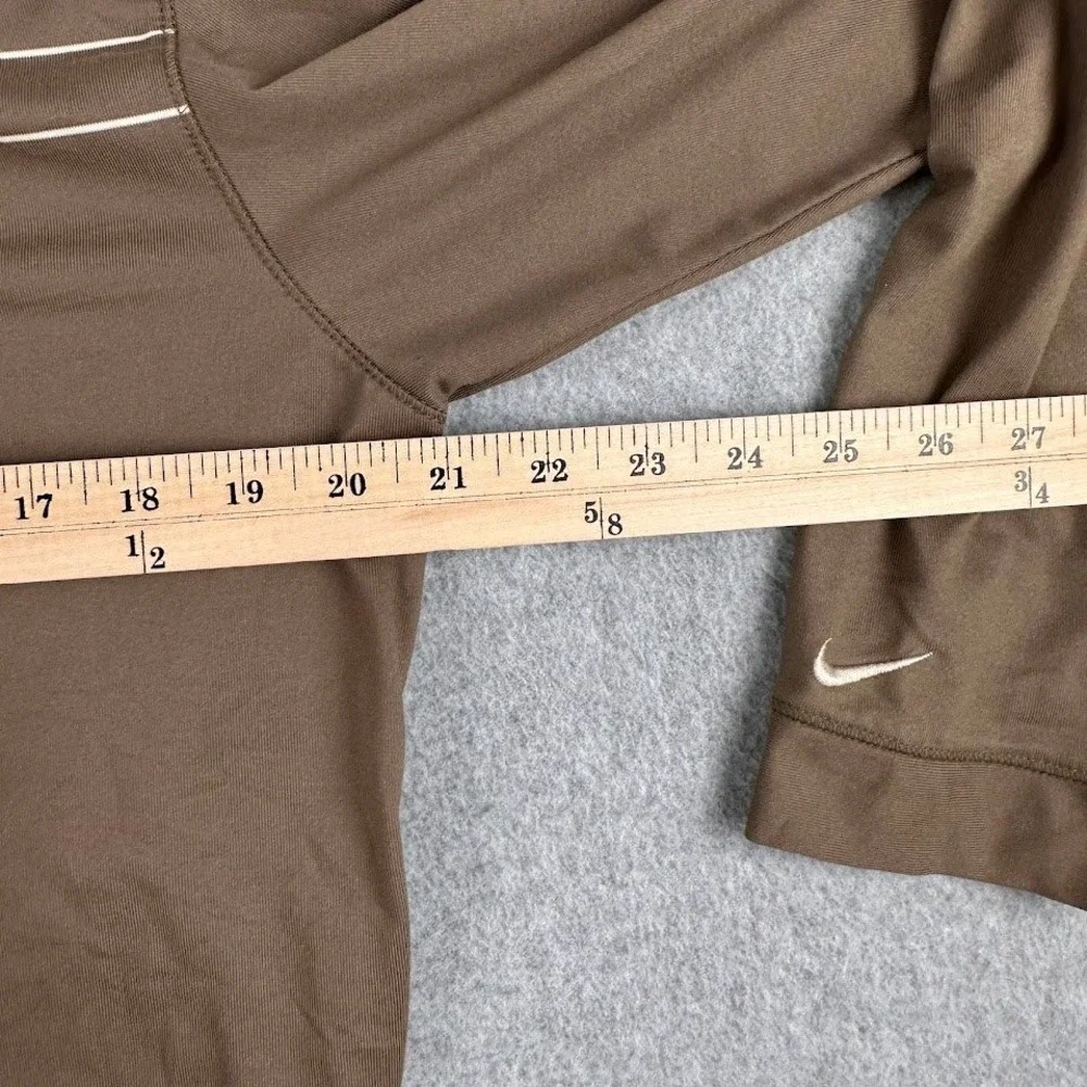 Nike Golf Dri FIT Quarter Zip Pullover Long Sleeve Shirt Men Medium Brown Stripe